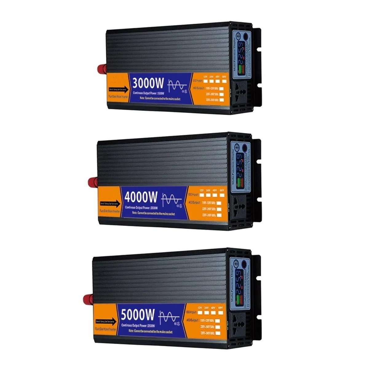 Inversor Onda Sinusoidal Pura con Transformador Voltaje Pantalla LCD Solar CC 12 V/24 V/48 V/60 V A CA 110 V/220 V 2000 W 3000 W 4000 W 5000 W(24V,220V-230V 50HZ,4000W)
