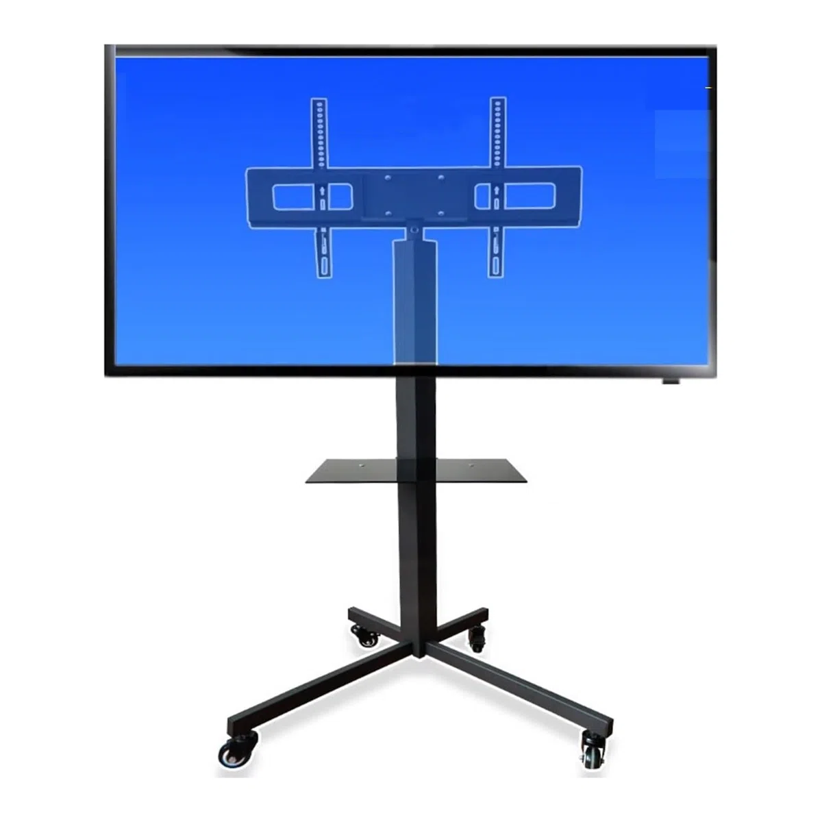 Soporte de Suelo portátil para TV - Soporte móvil con Ruedas para TV, para Pantallas Planas o Curvas de 32 a 65 Pulgadas, Soporte de Suelo para TV con Bandeja, VESA,