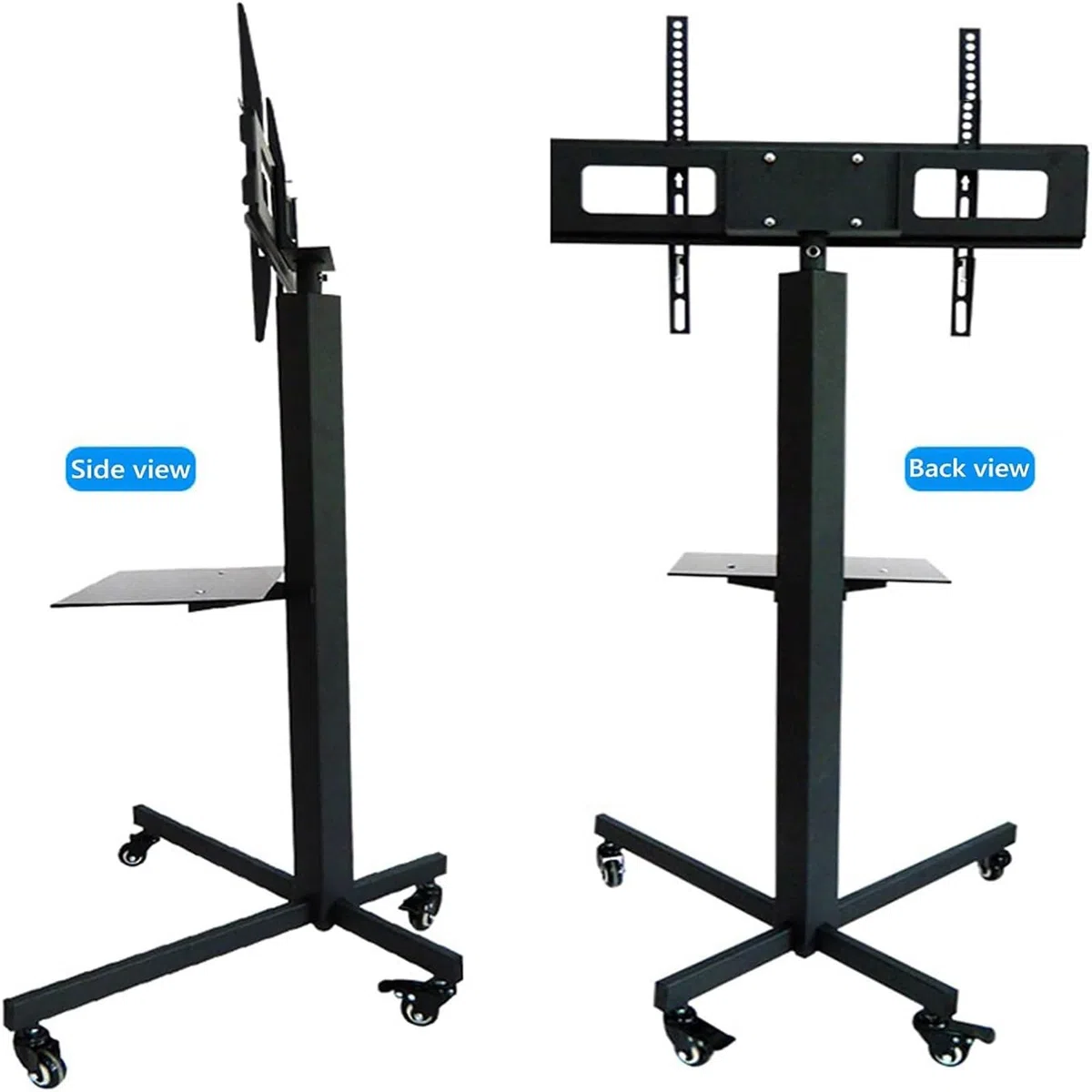 Soporte de Suelo portátil para TV - Soporte móvil con Ruedas para TV, para Pantallas Planas o Curvas de 32 a 65 Pulgadas, Soporte de Suelo para TV con Bandeja, VESA,