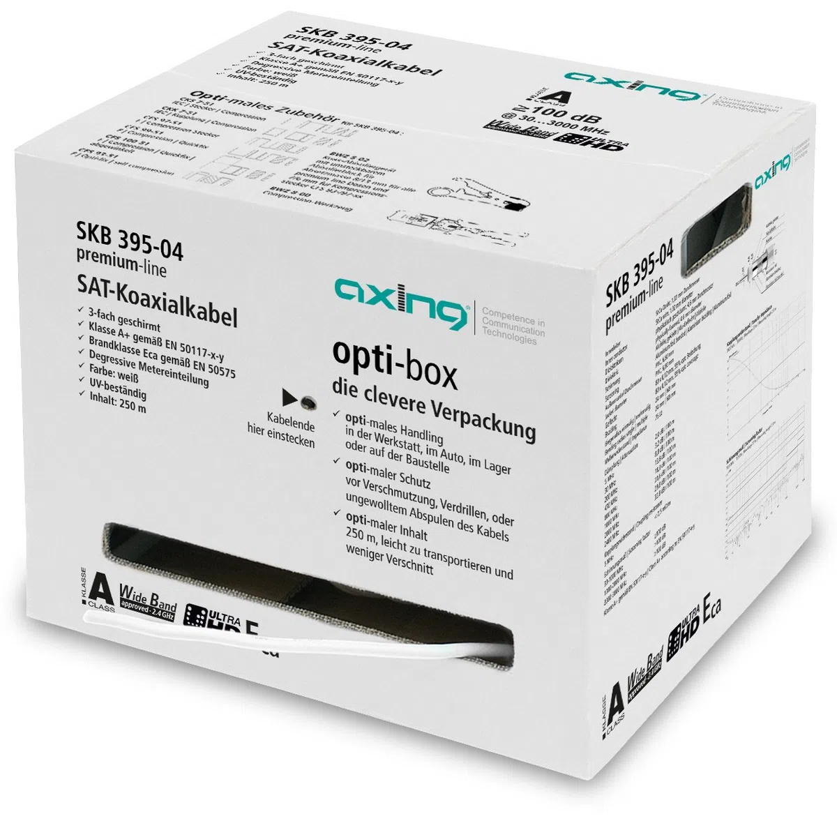 Axing SKB 395-04 - Cable coaxial para conexiones satélite (250 m), color blanco