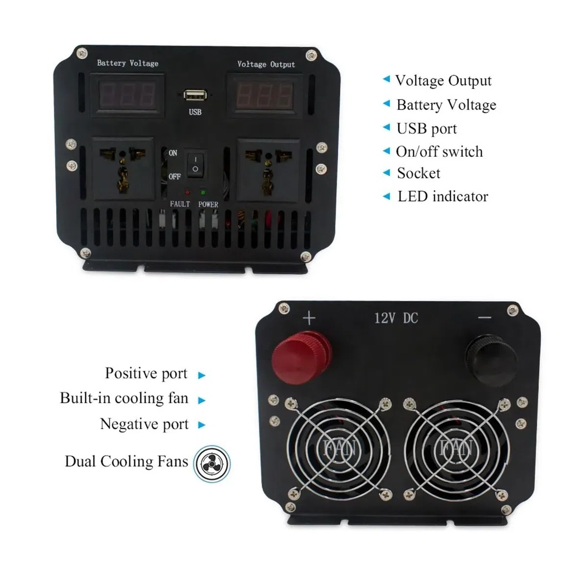 Convertidor Inversor Transformador Inversor De Potencia De 2500 W/5000 W Onda Sinusoidal Pura CC 12 V/24 V A CA 220 V/110 V Pantalla Digital LED Control Remoto.(24V,50Hz,US 110V)