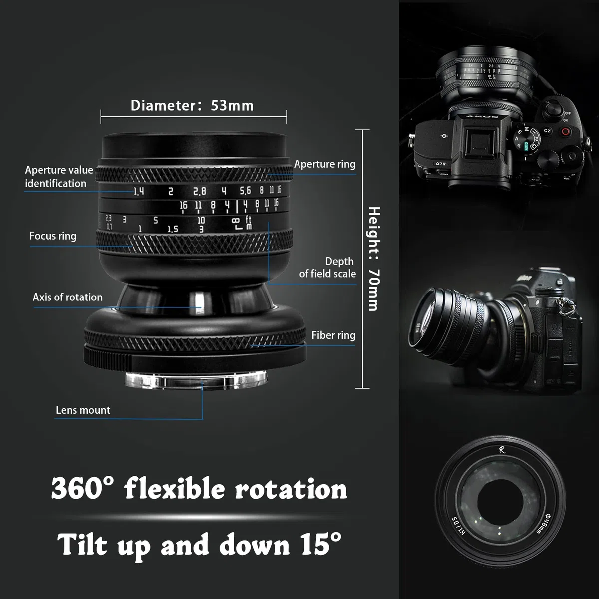 AstrHori 50mm F1.4 Marco completo Manual Focus Tilt 2 en 1 Modelo miniatura Efecto y lente de ranura de filtro para Sony E Mount Camera A6000 A6300 A6400 A9 A7MIII A7RII A7MIV A7C NEX-3N