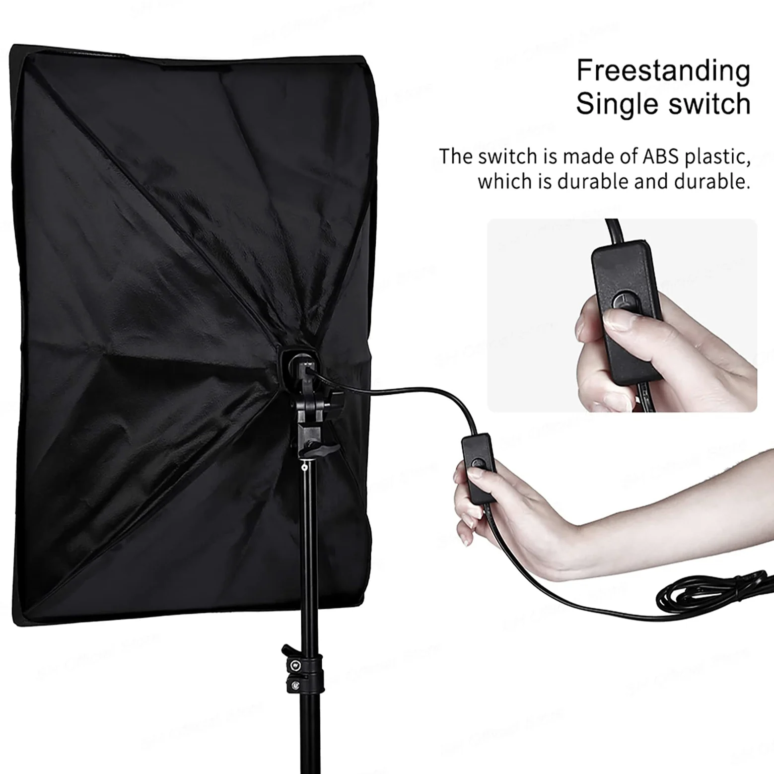 Andoer Softbox Set Fotostudio, 3 x 50 x 70 cm, Softbox Leuchtungsset mit 3 135W Fotolampe 3 2M Lichtstativ, Auslegerarm für YouTube, Tiktok Videoaufnahmen, Studio Reträts, Fotografie