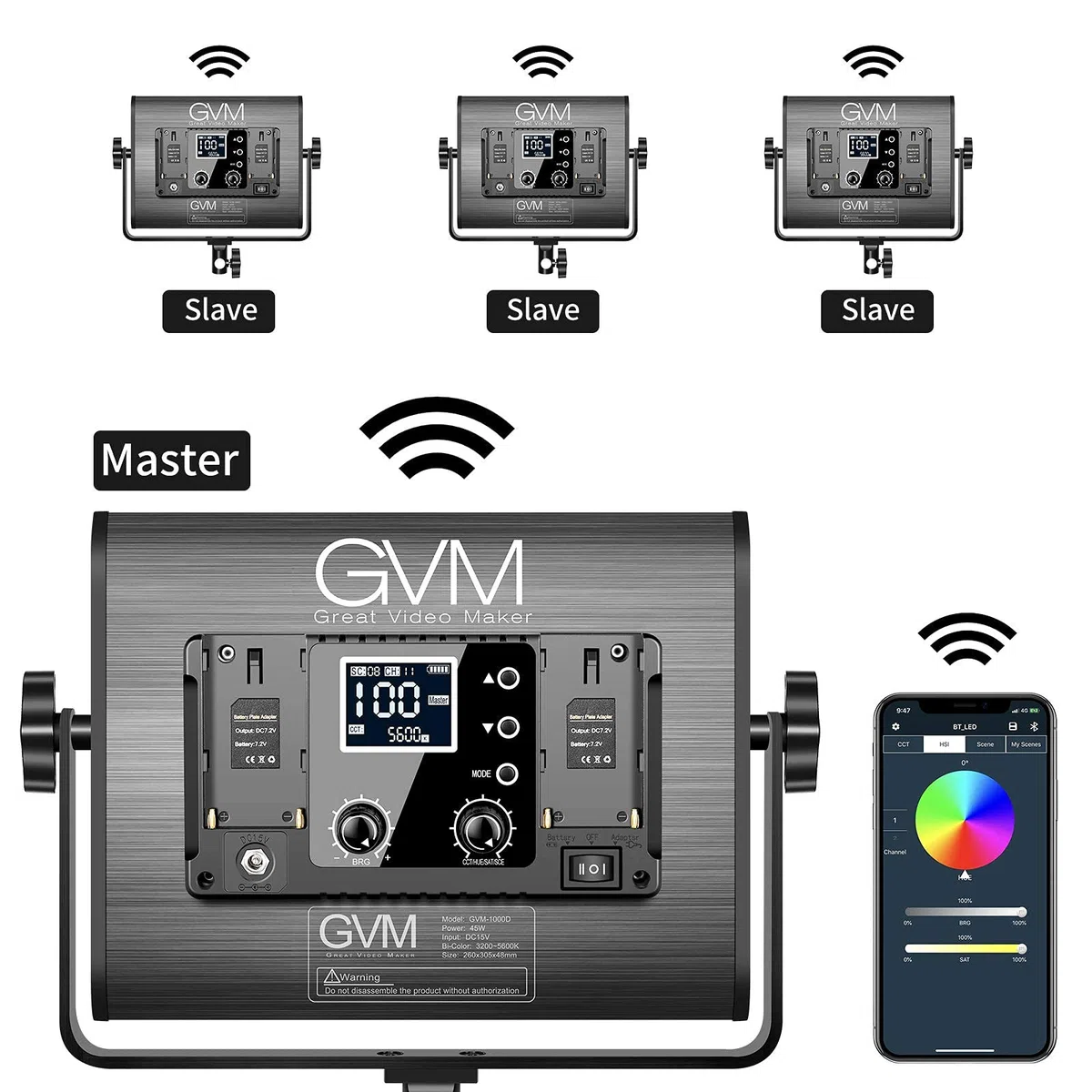 GVM Great Video Maker Luz de vídeo LED RGB, iluminación de fotografía con control de aplicación, kit de iluminación de video 1000D para YouTube Studio, 3 paquetes de luz de panel LED, 3200K5600K, 8