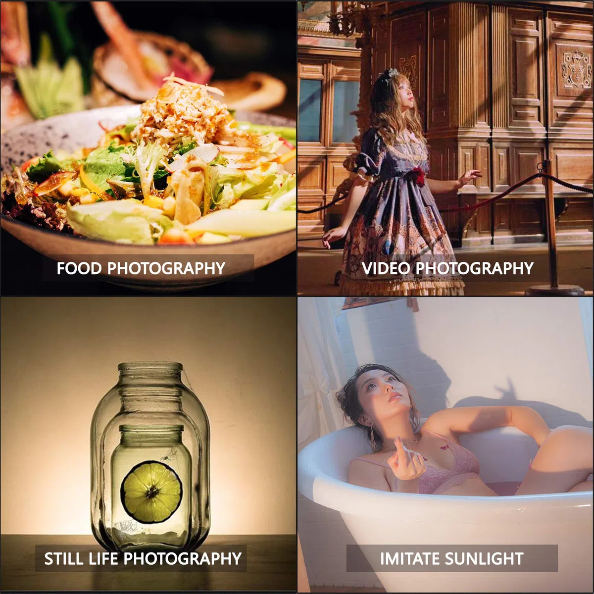 Kit Fresnel de Tungsteno Iluminación Continua Mandarina, 3x150W Spotlight, Bombilla Halógena, Filtro de Gelatina, Abrazaderas, Soporte de luz y Bolsa de Trípode para Foto Estudio Vídeo