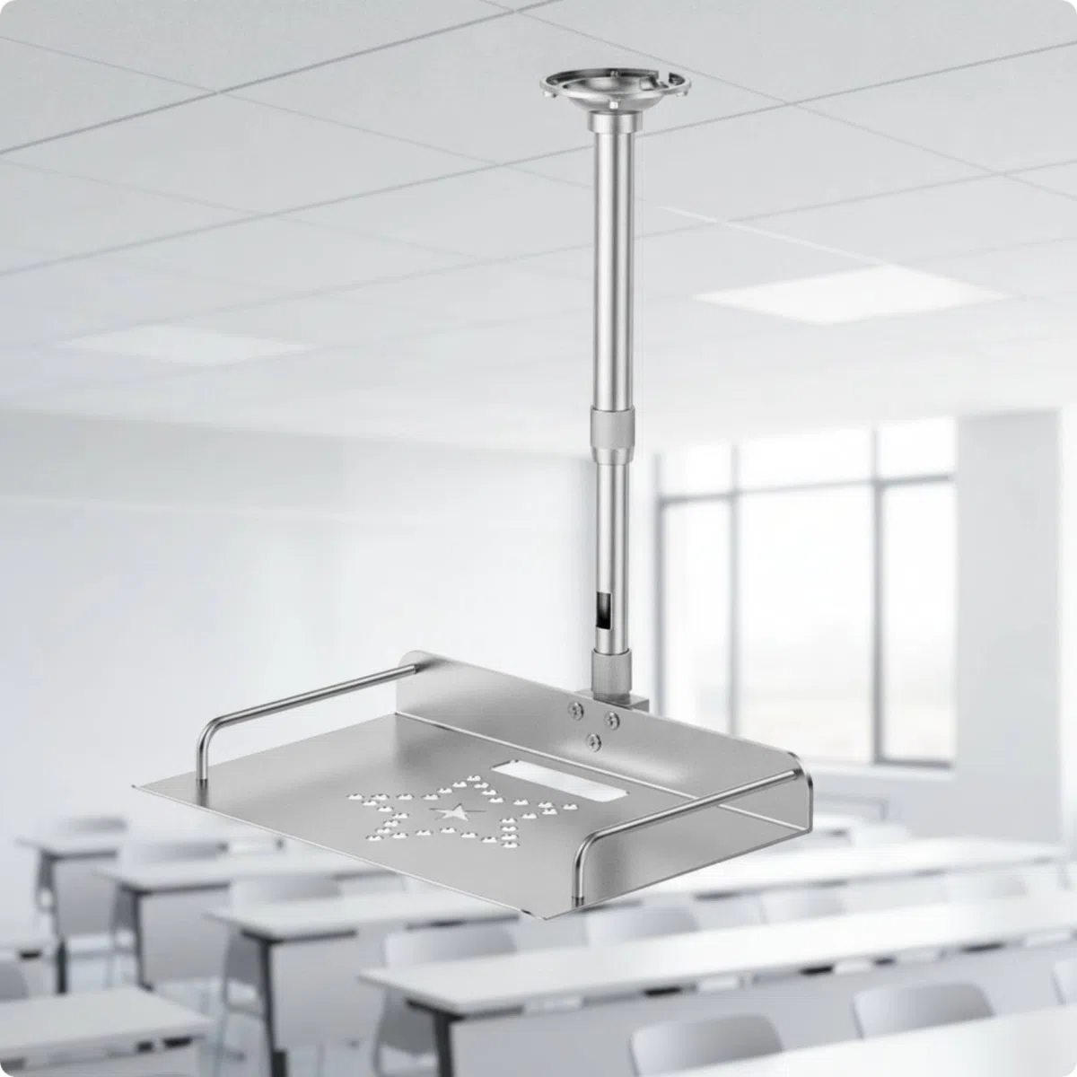 harayaa Soporte para Proyector Montaje en Techo Soporte Bandeja Brazo Aleación de Aluminio con Estructura Estable y Raíles Laterales de Sujeción Adecuado para Presentaciones Oficina Hogar, 100-200cm