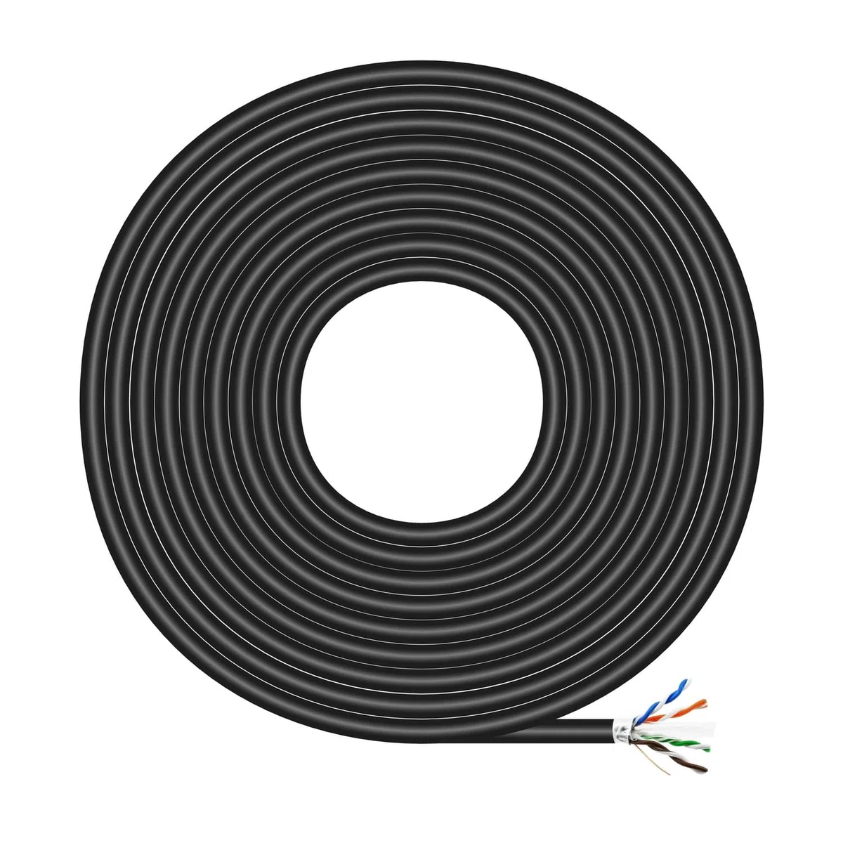 AISENS - A135-0674 - Cable de Red Exterior Impermeable RJ45 Cat.6 FTP Rigido AWG24, Negro, 305M