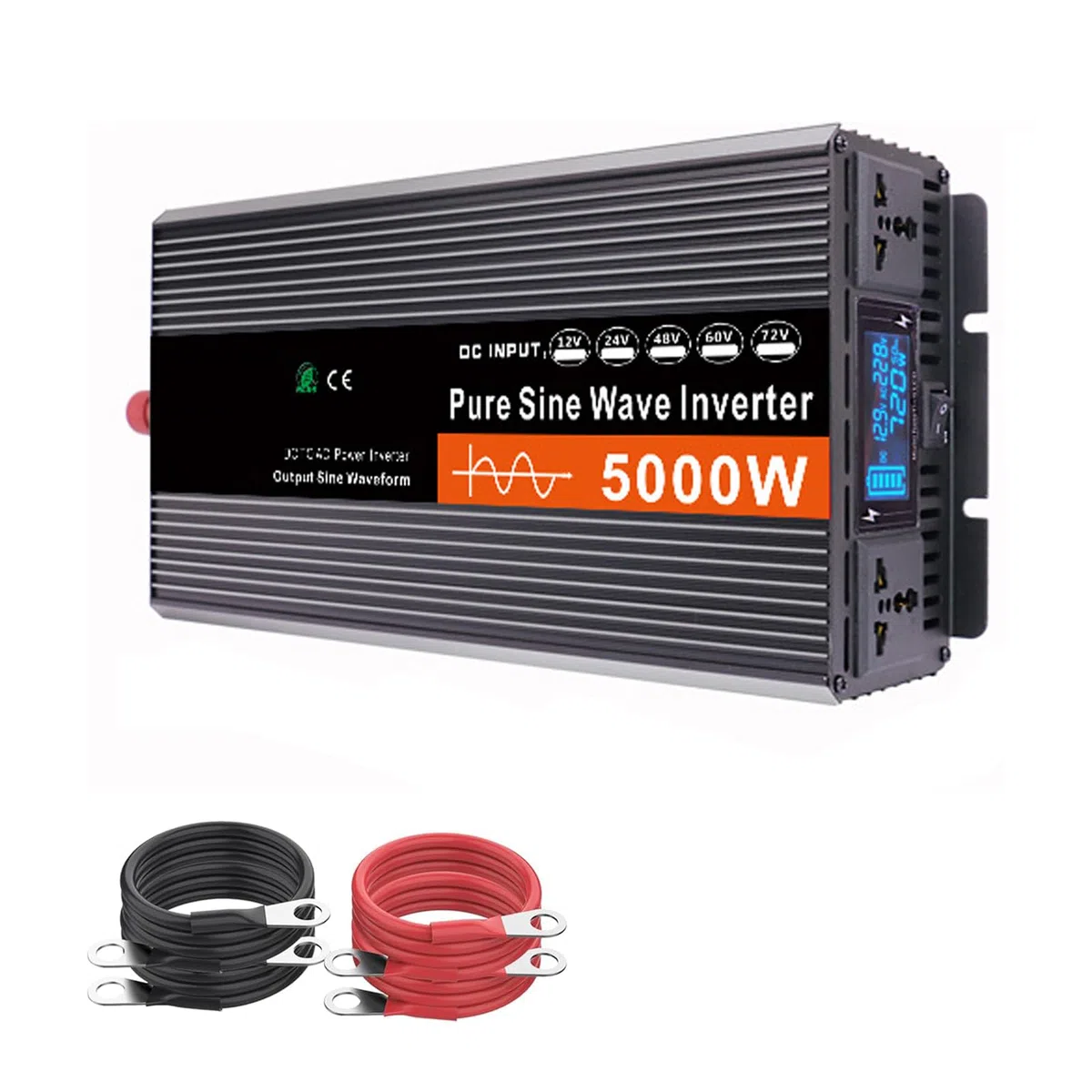 Inversor de Onda Sinusoidal Pura de 5000W, 12 V/24 V/48 V/60 V/72 V CC a 120 V/240 V CA, para Autocaravanas, Camiones, Hogar, Inversor de Energía Solar de Baja Frecuencia,48V to 220V 60Hz