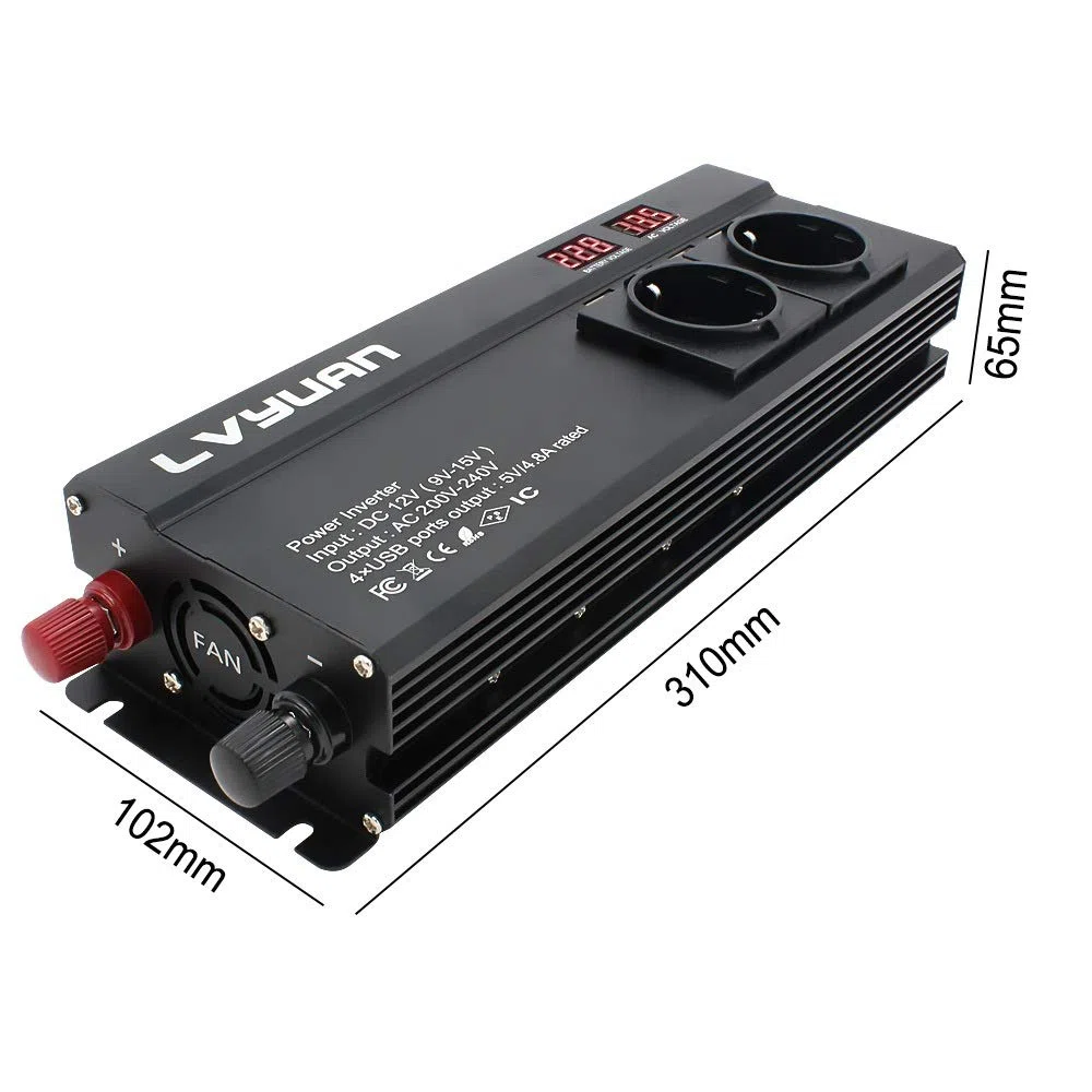 Inversor,Inversor de Coche Inversor 12 V 220 V 5000W Energy Inverter 4 Exterior USB Convertidor inversor Inverso(12V 220V Universal)