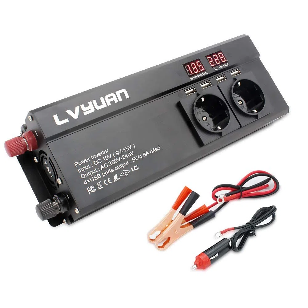 Inversor,Inversor de Coche Inversor 12 V 220 V 5000W Energy Inverter 4 Exterior USB Convertidor inversor Inverso(12V 220V Universal)