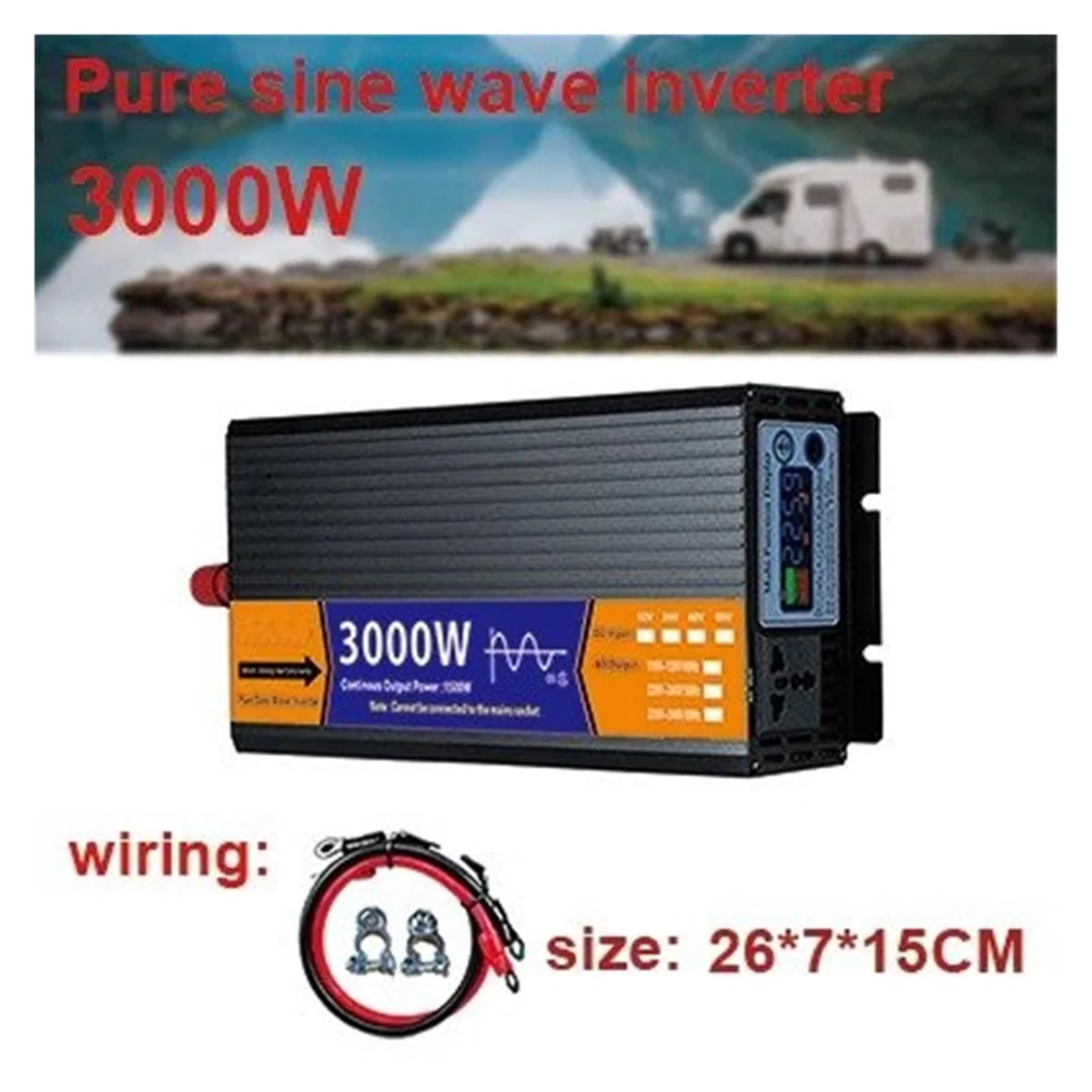 Inversor Onda Sinusoidal Pura con Transformador Voltaje Pantalla LCD Solar CC 12 V/24 V/48 V/60 V A CA 110 V/220 V 2000 W 3000 W 4000 W 5000 W(24V,220V-230V 60HZ,3000W)