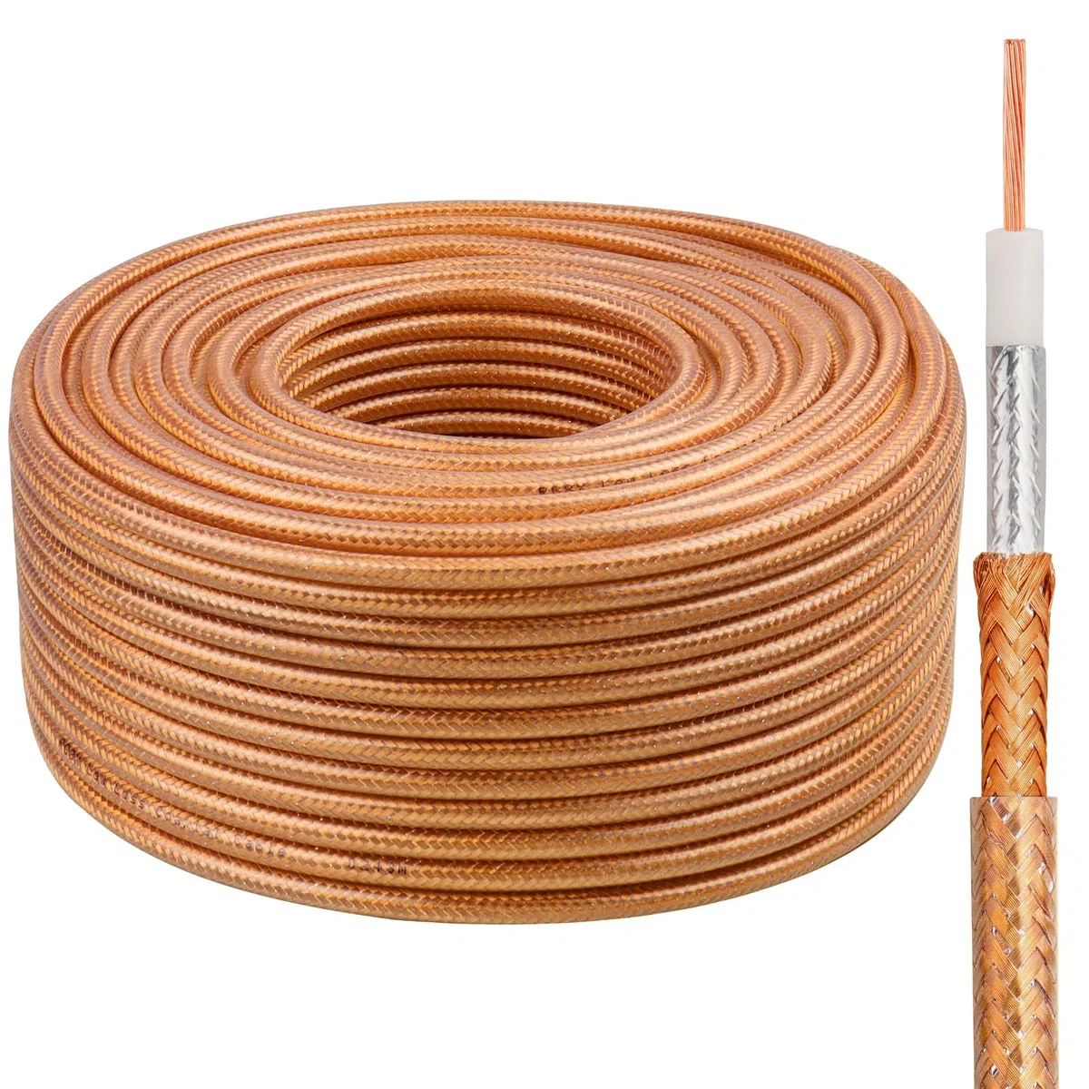 Cable coaxial RG8X de 200 pies, baja pérdida de 50 ohmios, conductor de cobre sólido, blindaje duradero con cubierta de PVC, ideal para antenas, radio jamón, radio CB y aplicaciones de RF