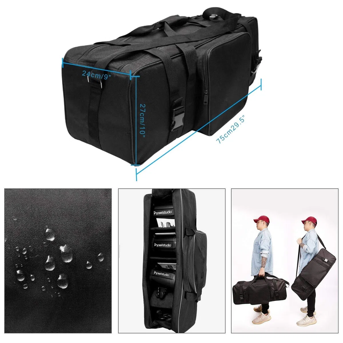 Kit Fresnel de Tungsteno Iluminación Continua Mandarina, 3x150W Spotlight, Bombilla Halógena, Filtro de Gelatina, Abrazaderas, Soporte de luz y Bolsa de Trípode para Foto Estudio Vídeo