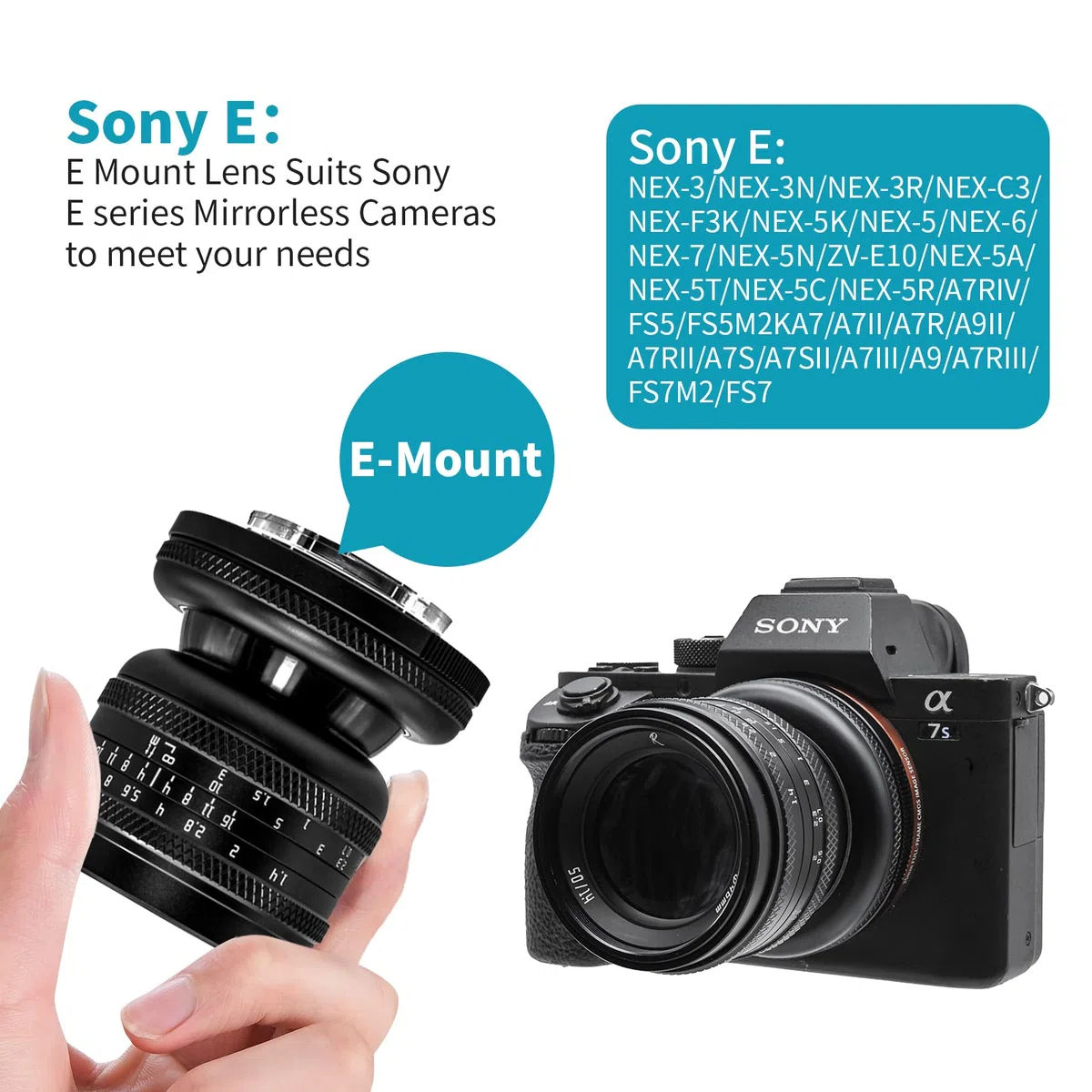 AstrHori 50mm F1.4 Marco completo Manual Focus Tilt 2 en 1 Modelo miniatura Efecto y lente de ranura de filtro para Sony E Mount Camera A6000 A6300 A6400 A9 A7MIII A7RII A7MIV A7C NEX-3N