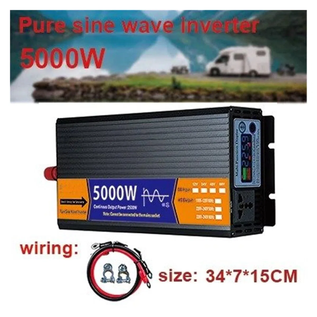 Inversor Onda Sinusoidal Pura con Transformador Voltaje Pantalla LCD Solar CC 12 V/24 V/48 V/60 V A CA 110 V/220 V 2000 W 3000 W 4000 W 5000 W Convertidor(24V,240V 60HZ,5000W)