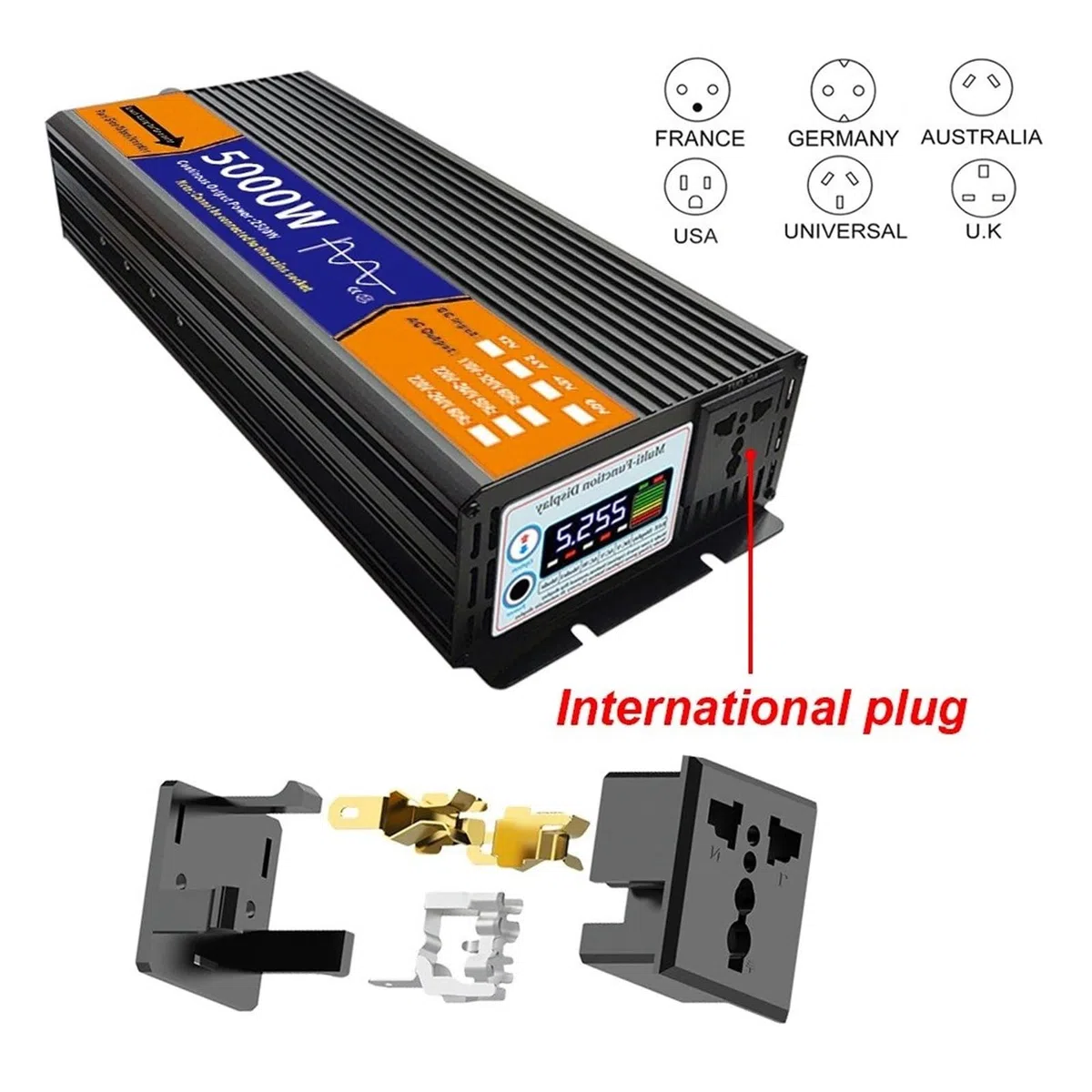Inversor Onda Sinusoidal Pura con Transformador Voltaje Pantalla LCD Solar CC 12 V/24 V/48 V/60 V A CA 110 V/220 V 2000 W 3000 W 4000 W 5000 W(24V,220V-230V 50HZ,4000W)