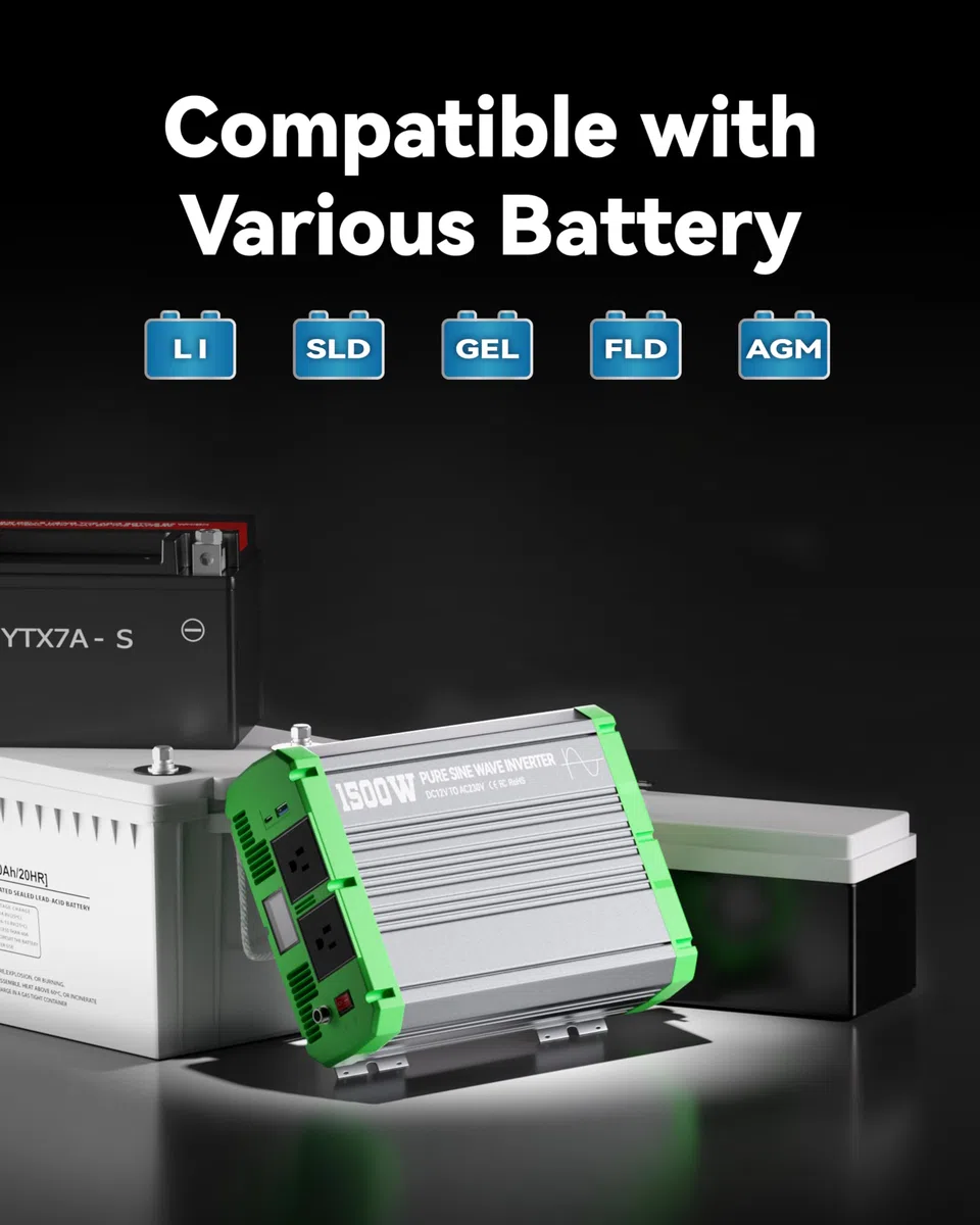 ERAYAK Inversor 12v 230v Onda Pura 1500W/3000W Convertidor de Corriente Conversor 12v a 220v Transformador con Control Remoto para Coche Camion