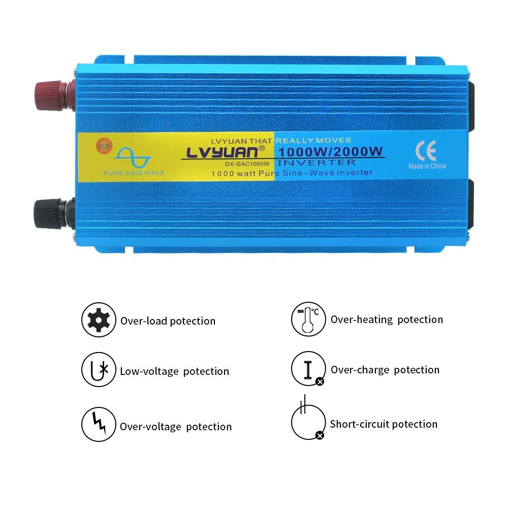 Inversor Inversor de Onda sinusoidal Pura 2000W DC 12V/24V a AC 100V 110V 50Hz/60Hz Convertidor energía Solar(12V 50Hz)