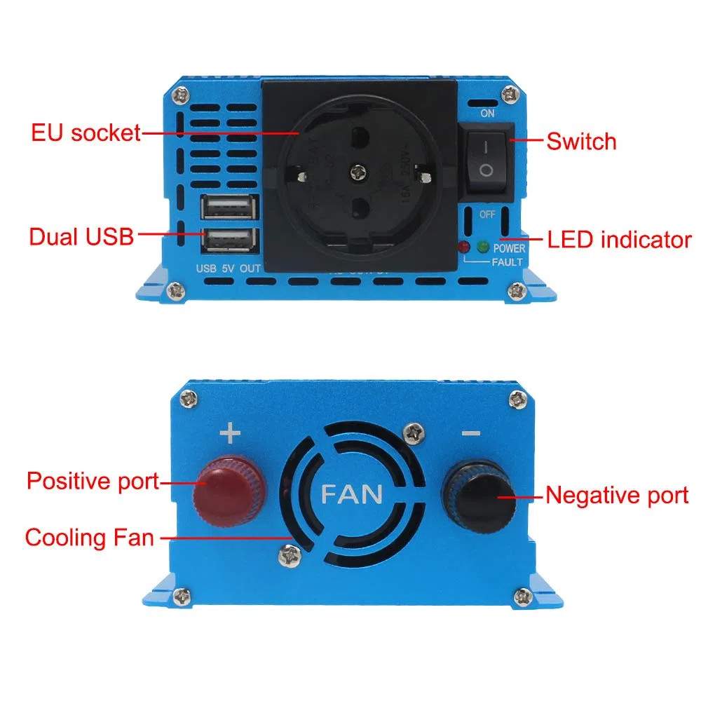 Inversor Inversor de Onda sinusoidal Pura 2000W, CC 12V/24V a CA 220V 230V, convertidor Transferencia Voltaje, Adaptador Carga, Accesorios for automóviles(24V 50Hz)