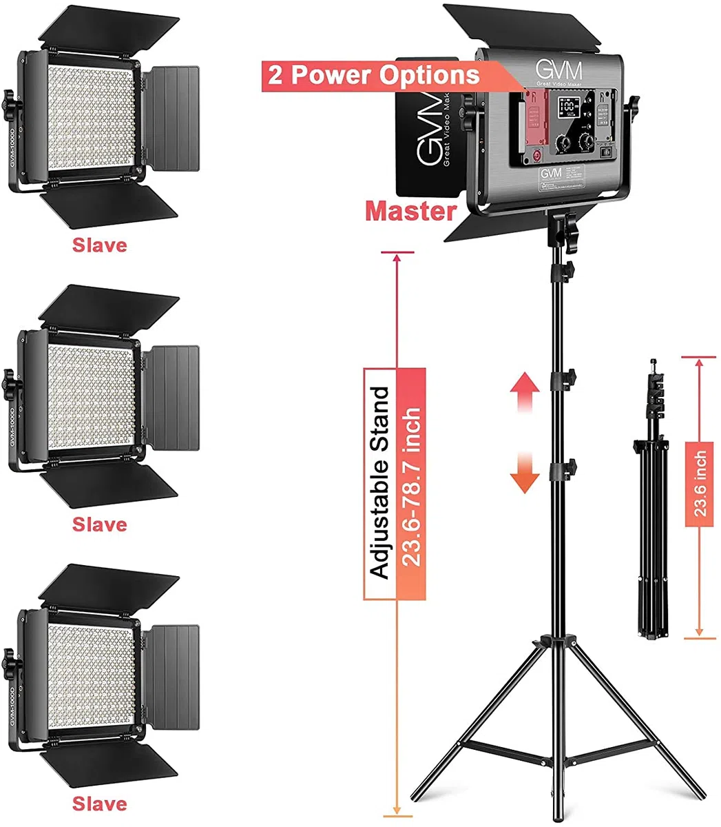 GVM Great Video Maker Luz de vídeo LED RGB, iluminación de fotografía con control de aplicación, kit de iluminación de video 1000D para YouTube Studio, 3 paquetes de luz de panel LED, 3200K5600K, 8