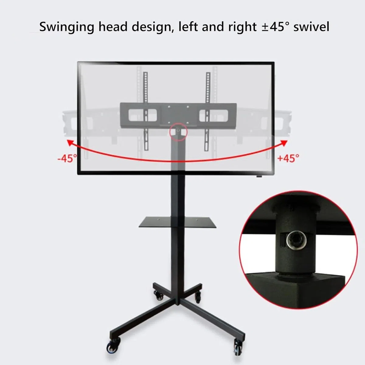 Soporte de Suelo portátil para TV - Soporte móvil con Ruedas para TV, para Pantallas Planas o Curvas de 32 a 65 Pulgadas, Soporte de Suelo para TV con Bandeja, VESA,