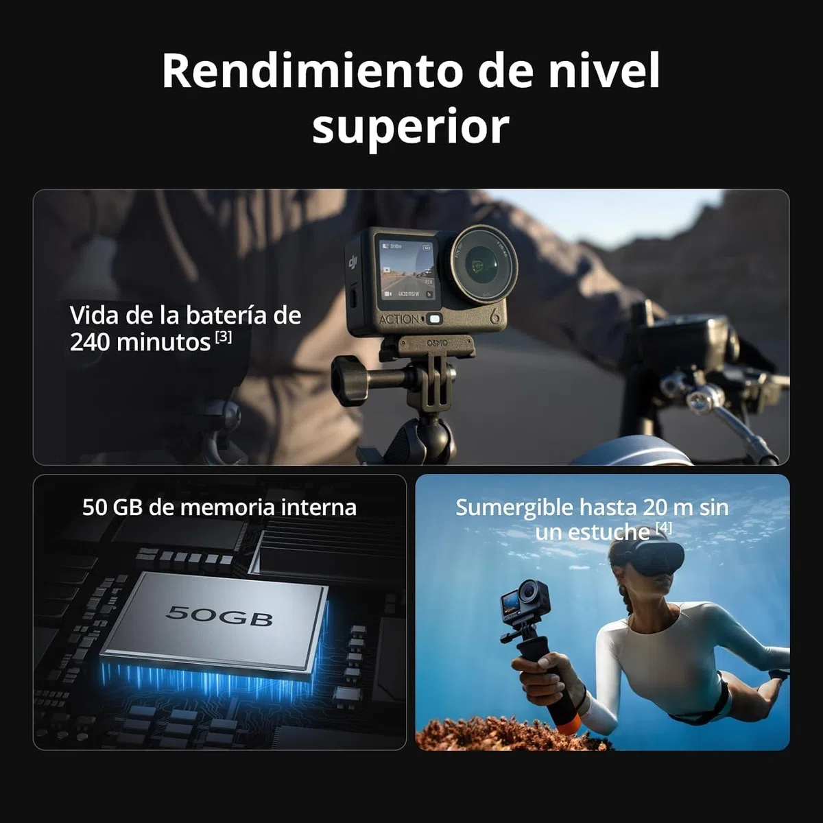 DJI Osmo Action 6 Pack Esencial, cámara acción 8K para Ciclismo de montaña