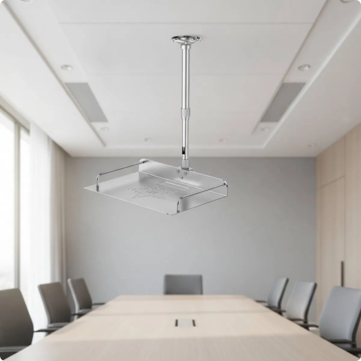 harayaa Soporte para Proyector Montaje en Techo Soporte Bandeja Brazo Aleación de Aluminio con Estructura Estable y Raíles Laterales de Sujeción Adecuado para Presentaciones Oficina Hogar, 100-200cm
